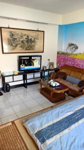 TV a/nebo společenská místnost v ubytování 山頂洞人