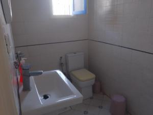 une salle de bains avec toilettes et lavabo dans l'établissement Taguermess 1, à Djerba