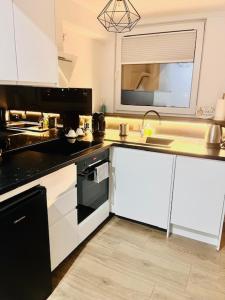 Kuchyň nebo kuchyňský kout v ubytování Apartament Studio Sasankowa z bezpłatnym parkingiem