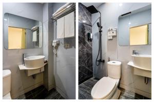 - deux photos d'une salle de bains avec toilettes et lavabo dans l'établissement LeParc Hotel - Ben Thanh Market, à Hô-Chi-Minh-Ville 54 autres photos