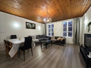 梅斯Le Belvedere Cathédrale的客厅里有一张沙发和一张桌子。