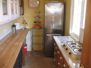 una cucina con piano cottura e frigorifero in acciaio inossidabile di Villa Roca - 1st floor a Estepona