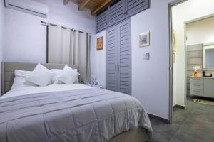a bedroom with a large bed and a bathroom at ProCab Kaya Apartments Cabarete in Cabarete +18 photos
