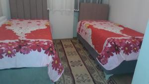 two beds sitting next to each other in a room at ziraat in Soma