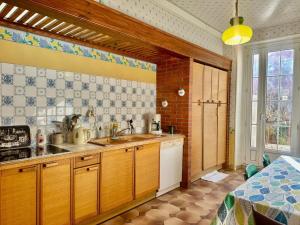 een keuken met een spoelbak en een aanrechtblad bij Chez Francine et Auguste in Le Puy en Velay +8 foto's