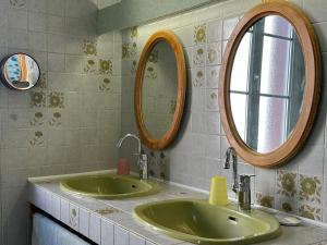 een badkamer met twee wastafels en twee spiegels bij Chez Francine et Auguste in Le Puy en Velay