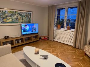 Μια τηλεόραση ή/και κέντρο ψυχαγωγίας στο Apartment in villa near the sea