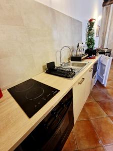una cocina con fregadero y encimera en La Magia del Borgo, en Genzano di Roma
