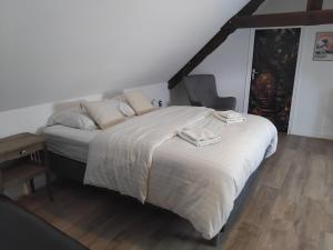 Postel nebo postele na pokoji v ubytování Gîte familial le Puy des Druides