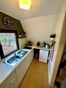 Köök või kööginurk majutusasutuses Finnhütte Louise am Storkower See