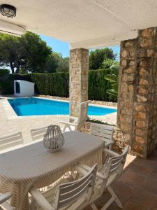 Πισίνα στο ή κοντά στο Palomera, Calafat, piscina, frente al mar, a 5 mn de la playa, wifi, zona residencial