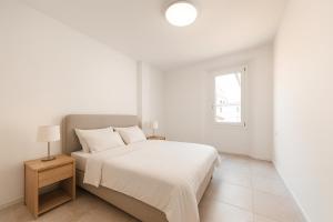 博洛尼亚Lambrusco Apartment in the heart of Bologna的一间带床和窗户的白色卧室