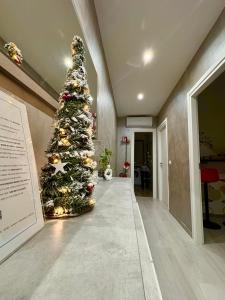 een kerstboom in de hal van een gebouw bij Al Kicco D'oro - Intero appartamento in Lido di Ostia +14 foto's