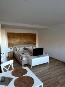 Μια τηλεόραση ή/και κέντρο ψυχαγωγίας στο Ferienapartment Fuchsfarm