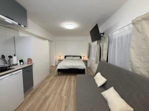 a living room with a couch and a bed at Estudios Areal in Vigo