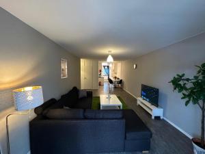 ein Wohnzimmer mit Sofa und Fernseher in der Unterkunft Noah Longstay Bygatan in Västerås + 2 Fotos