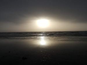 - un coucher de soleil sur une plage donnant sur l'océan dans l'établissement 6 person holiday home in Fanø-By Traum, à Fanø