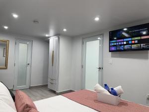 Televiisor ja/või meelelahutuskeskus majutusasutuses Villa Margarita Luxury #B6, 5 min from the airport