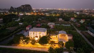 an aerial view of a building at night at Sol Flow Retreat in Nguyên Ngoại