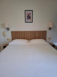 a bedroom with a large bed and two lamps at Le Grand Hôtel Ussel ''nouvelle Gérance 2023'' in Ussel