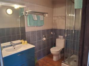 a bathroom with a toilet and a sink and a shower at Casa Les Olives - Adults Only in Benichembla +33 photos