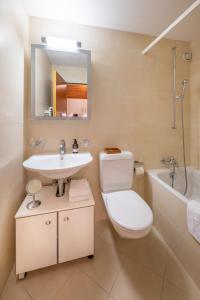 a bathroom with a toilet and a sink and a tub at Studio PEAK fantastic view in Zermatt