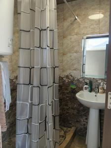 Un baño con cortina de ducha y lavabo. en Hankavan HANKA HOME, en Hankavan