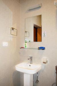 ThapathaliKathmandu Apartment 1BHK Thamel 5 min walk 0 Floor的浴室里有洗手池和镜子
