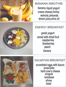 斯普利特Sailor Boutique Rooms的相串三张食物和饮料的照片