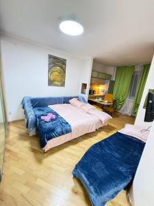 Voodi või voodid majutusasutuse Уют в Центре на Арбате рядом с метро toas