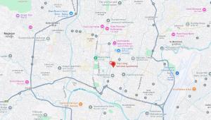 un mapa con un punto rojo en Cosy 1 Bedroom Studio with King Bed Kitchenet in Central Kathmandu with Terrace, en Katmandú