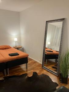 Postel nebo postele na pokoji v ubytování Beautiful studio with balcony near Old Rauma