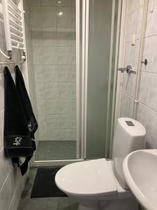 Koupelna v ubytování Beautiful studio with balcony near Old Rauma