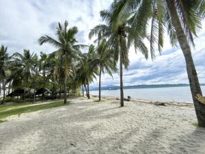 a beach with palm trees and the ocean at Subic Bay View Diamond Hotel in Olongapo
