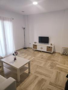 Et tv og/eller underholdning på Apartamento planta baja con jardín privado