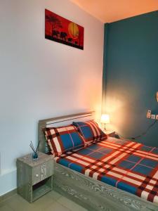 Ένα ή περισσότερα κρεβάτια σε δωμάτιο στο Bio Apartment Sea View Quiet and Cozy