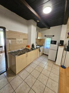 BajánsenyeBirsalmafa Vendégház的一间带炉灶和冰箱的大厨房