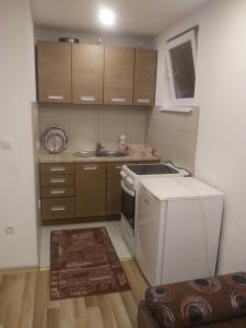 a small kitchen with a stove and a sink at Daily rental apartment Travnik in Travnik