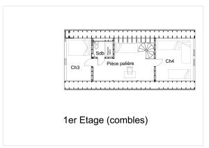 un dessin d'un plan d'étage d'une maison dans l'établissement Maison bois proche de l' A6, à Brianny