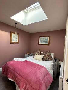 Un dormitorio con una cama grande y una claraboya. en The riverside place, en Newry