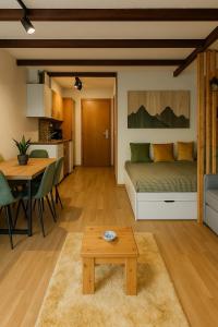 Χώρος καθιστικού στο Studio alpin & central Ovronnaz avec parking