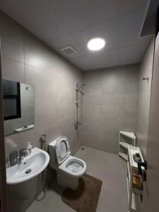 马斯喀特Al Azaiba apartment的带马桶和水槽的浴室