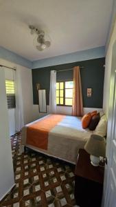 um quarto com uma cama grande e uma janela em Springhouse jarabacoa em Jarabacoa mais 37 fotografias