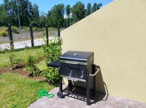 a barbecue grill sitting next to a wall at Vive Pucón in Pucón