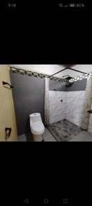 a bathroom with a white toilet in a room at Happy Monkeys in Puerto Jiménez +37 photos
