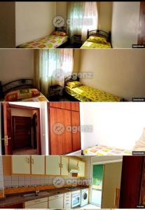Dos fotos de una cocina con una habitación. en Resedence lettoral, en Mohammedia