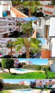 Un collage de imágenes de edificios y palmeras. en Resedence lettoral, en Mohammedia