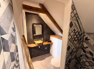 un baño con lavabo e inodoro en Les Terrasses de MAJORAC - Le Boudoir, en Bozouls