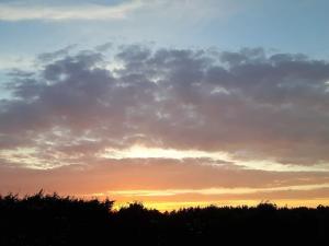 un cielo nuvoloso al tramonto con alberi in primo piano di 8 person holiday home in Løkken-By Traum a Nørre Lyngby