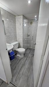 a bathroom with a toilet and a sink at Moderno Apartamento con Vista al Mar y Piscina in Boca de Aroa